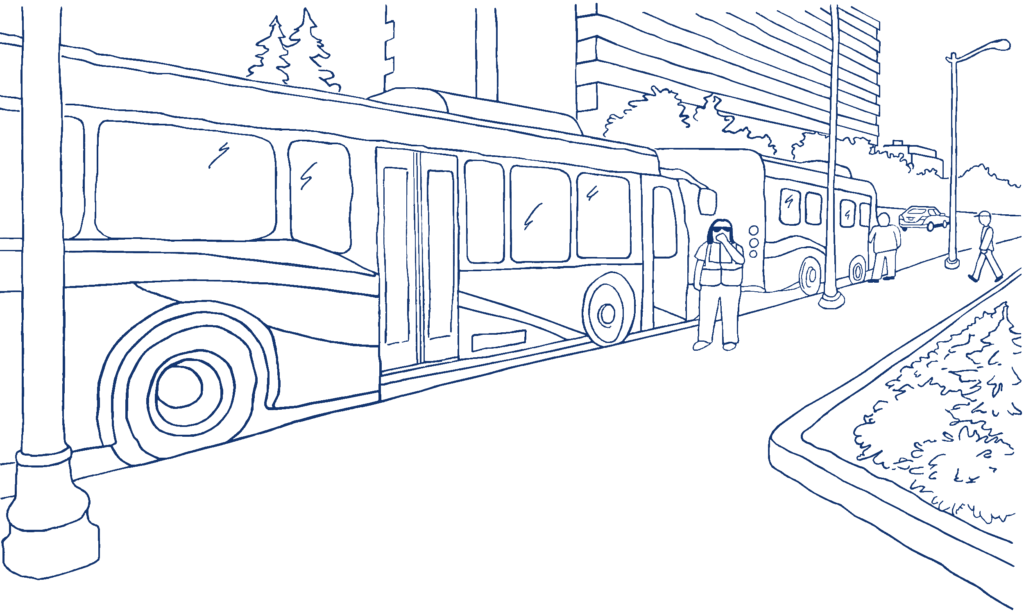 Passengers waiting for the bus